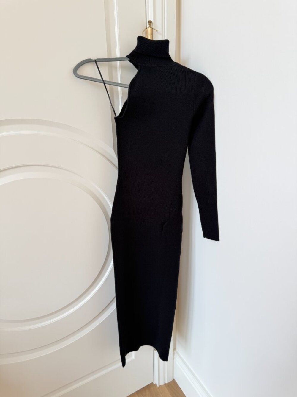Bardot Black Knit Turtleneck One Shoulder Midi Dress - Picture 5 of 8